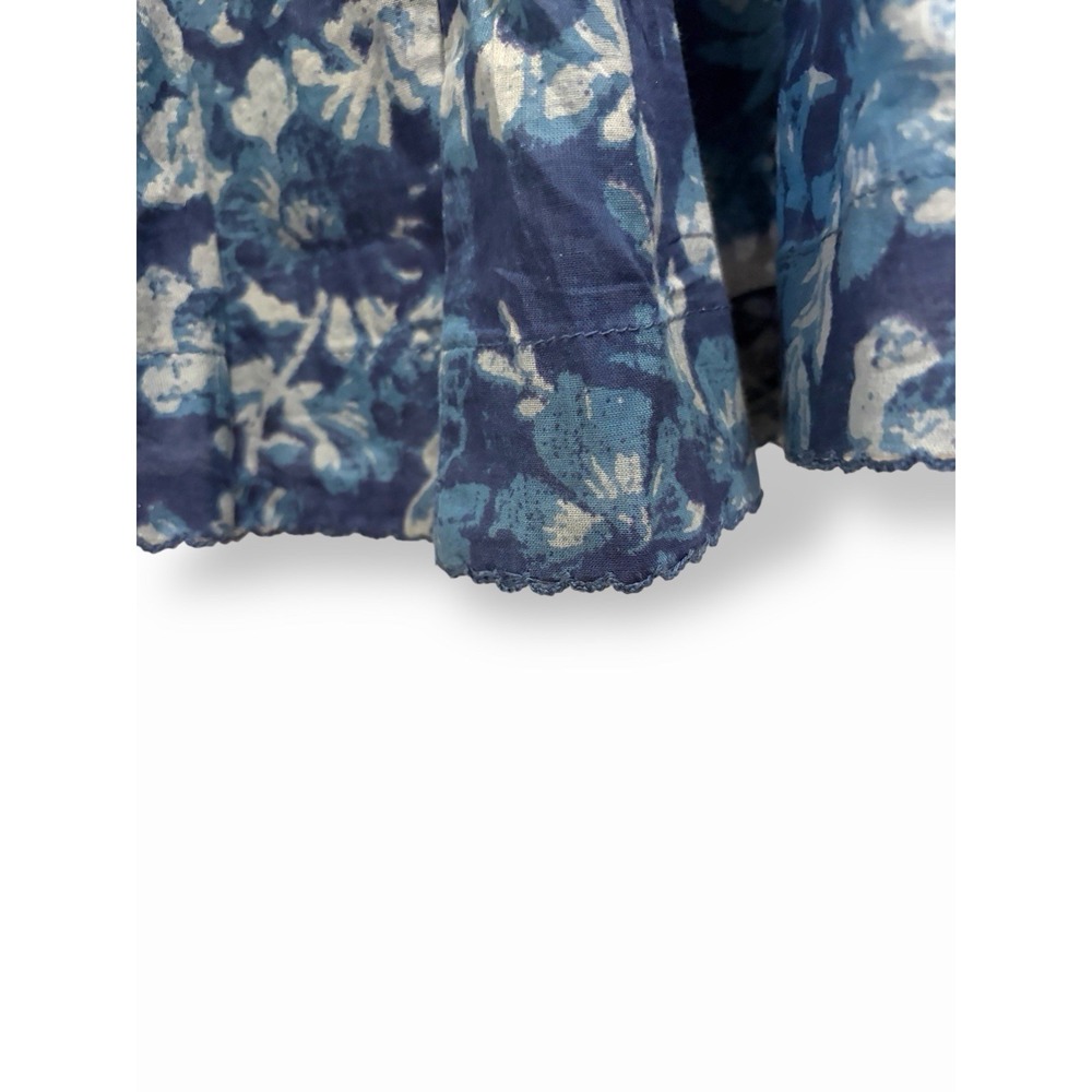 We The Free Blue Floral Peasant Top Medium Oversized Boho Button Front Stitching - Picture 5 of 16